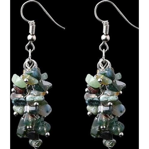 Boho Natural Crystal Stone Earring 2021 Womens Fashion Handmade Long Tassel Hanging Drop Earrings Multi Color Irregular Jewelry