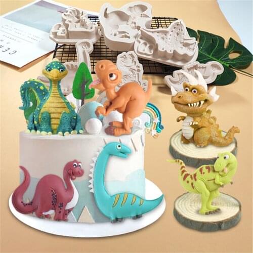 3D Cartoon Dinosaur Silicone Fondant Mousse Cake Decor Mold Chocolates Molds Resin Mould Baking Tools Kitchen Accessories