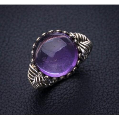 StarGems Natural Amethyst Handmade 925 Sterling Silver Ring 6.5 E2727