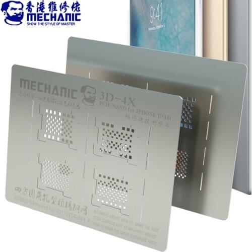 MECHANIC 3D BGA Reballing Stencil for iPad iPhone 11 XR/XS/X/8/7/6S/6/5 Hard Disk PCIE NAND Planting Tin Template Soldering Net