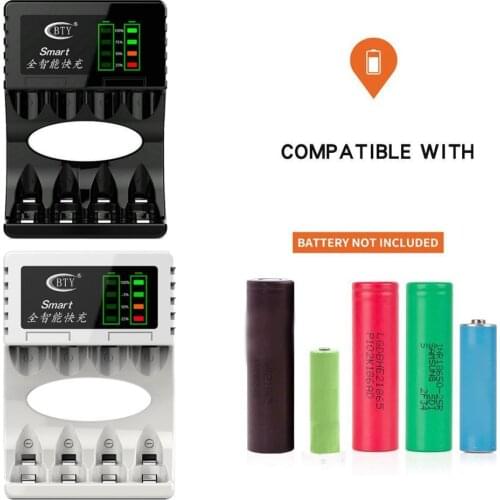 LED Battery Charge Smart Rechargeable Battery Safety Rechargeable with Ni-MH/Ni-Cd Fast USB Charger For AA/AAA Slots Cable E4P6