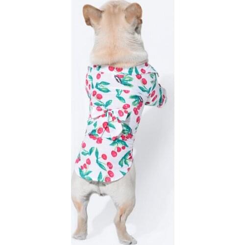 Spring New Dog Cherry Shirt Beach Style Fashion Universal Pet Puppy French Bulldog Dog Clothes