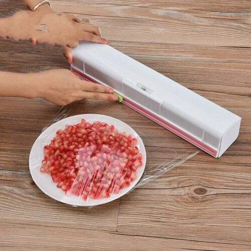 Magic Plastic Cling Wrap Roll Dispenser Storage Case Food Dishes Preservative Film Paper Sliding Cutter Box Kitchen Gadgets