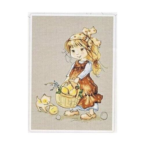 Top Quality Lovely Cute Counted Cross Stitch Kit For Pears Pear Girl Fairy and dog puppy doggy luca-s luca