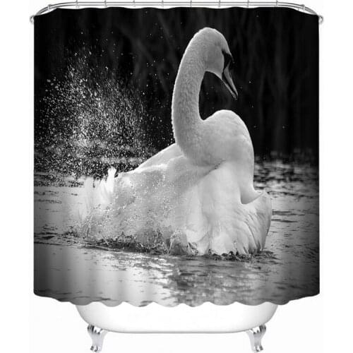 3d Shower Curtains White Swan in Lake Pattern Bathroom Curtain Waterproof Thickened Bath Curtain Customizable
