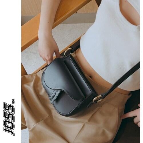 Soft PU Leather Women Underarm Bag Retro Solid Color Ladies Baguette Handbags Fashion Design Girls Small Shoulder Bag Half Round