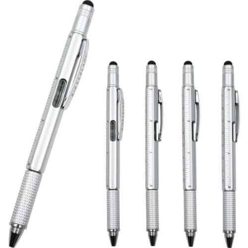 10PCS/LOT Multi Function Touch Screen Tool Stylus Pen with Spirit Level Ruler Screwdriver School Supplies