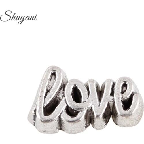 20Pcs/lot Alloy Plated Word Love Floating Locket Charms fit Living Glass Locket Jewelry DIY Accessories
