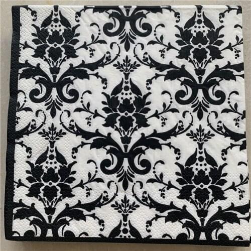 20 vintage napkins paper tissue decoupage black white flower towel birthday wedding party home hotel decor Guardanapo serviettes