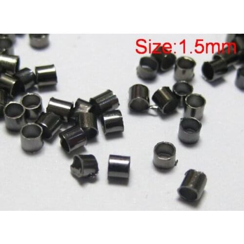 2500pcs Gunmetal Tube Crimp End Beads Jewelry Findings 1.5mm