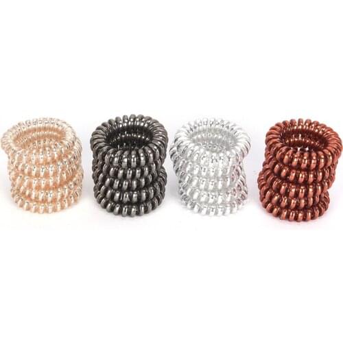 5 Pcs Women Girls Size 5.5 CM Hair Bands Elastic Rubber Telephone Wire Hair Ties & Plastic Rope Hair Accessory 4 Color