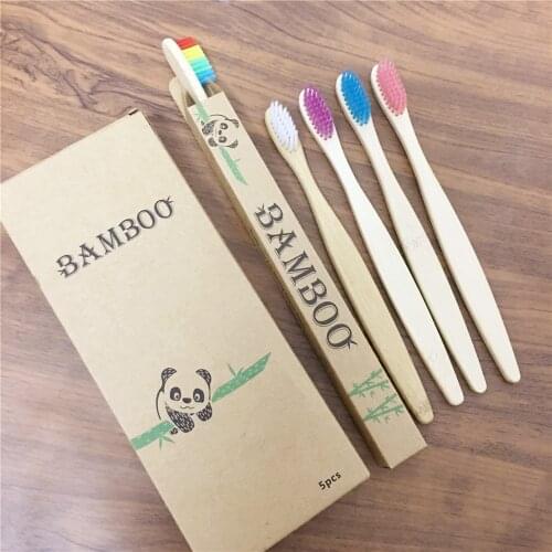 5 pack Bamboo Toothbrushes Soft Bristles eco friendly cepillo dientes bambu Oral Care adult Toothbrush clareador de dente