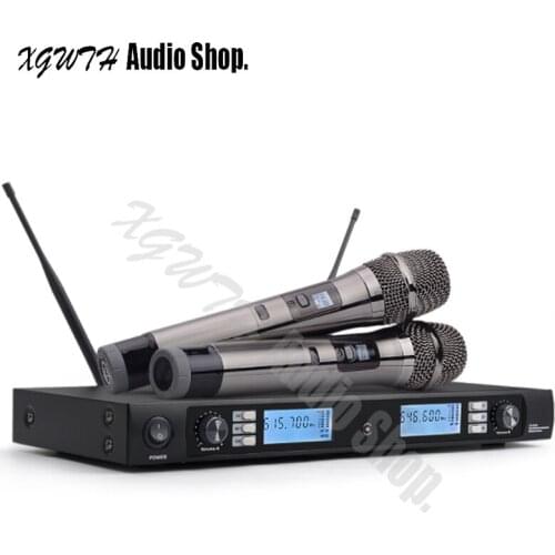 Hot Sale UHF Wireless Microphone System Professional Cardioid Dynamic Dual 2 Handheld Karaoke Microphone for Stage DJ KTV
