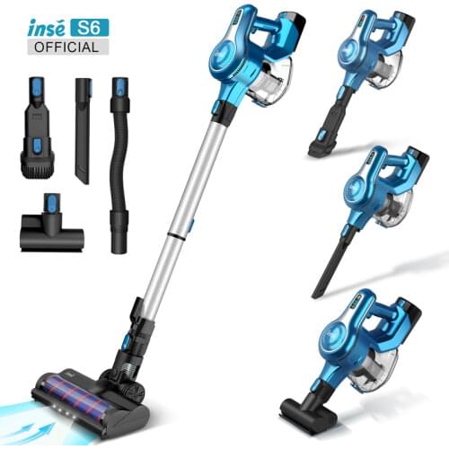 Cordless Vacuum Cleaner INSE S6 Brushless Motor Stick Vacuum 23Kpa 250W Lightweight Handheld for Carpet Hard Floor Car Pet Hair