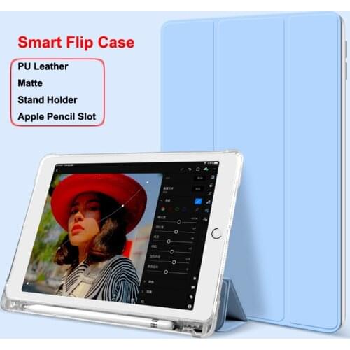 Case for iPad Pro 11 12.9 2020 7th 2019 10.2 5 6 Air 1 2 9.7 3 Mini Anti-knock Clear Stand Holder Smart Sleep Wake Leather Cover