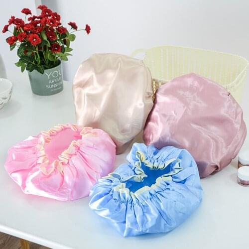 1 Pcs Double-layer waterproof shower cap for adult womens shower bath kitchen fume-proof hat thickened bath cap gorro ducha
