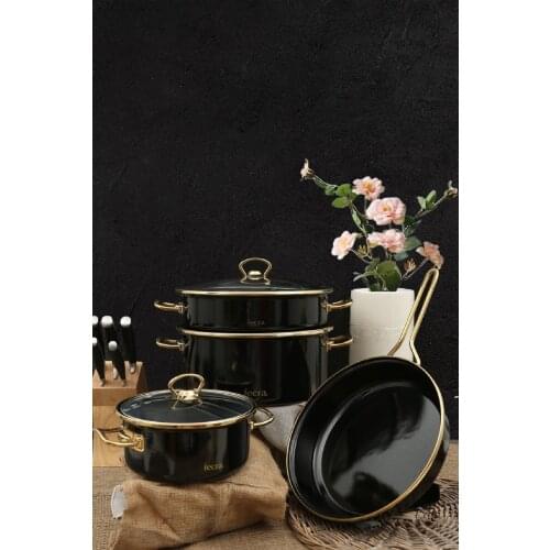 Enamel 7 Piece Black Cookware Set black pots new model pots different design tenere