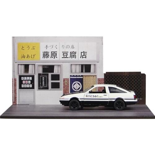 1:32 Scale AE86 Initial D Fujiwara Tofu Shop Parking Lot Background Board Model Pizza Shop Cafe Scene Background