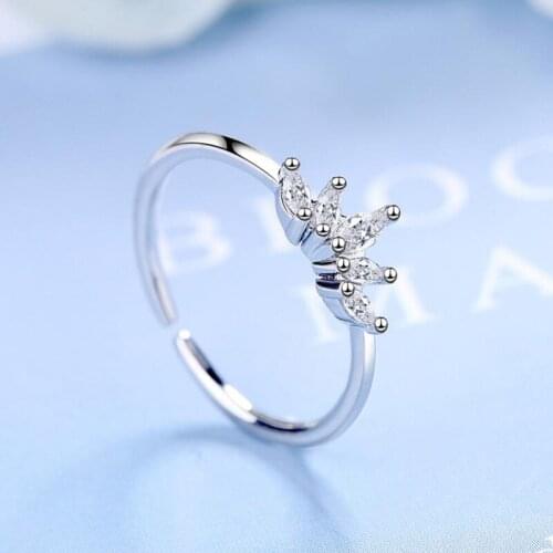 KOFSAC Charm Women Rings 925 Sterling Silver Engagement Jewelry Fashion Open Size Zircon Crown Ring Lady Anniversary Accessories