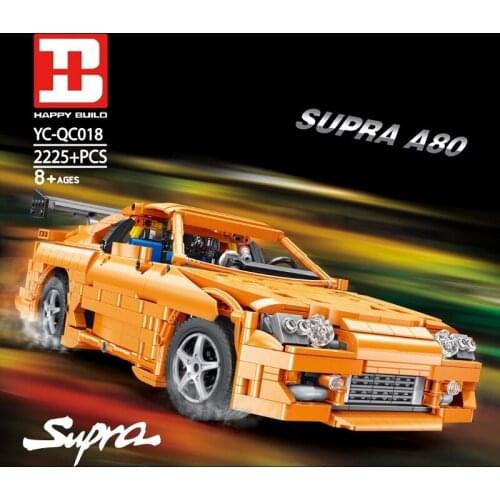 QC018 Sports Car 2225PCS MOC 1:12 Supra A80 Racing Car DIY Model Building Blocks Buildmoc Bricks Christmas Gifts Toys for Kids
