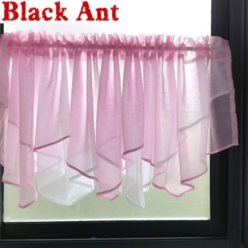 Korean Double Wave Curtain For Living Room Pink White Short Curtains Kitchen Door Half Sheer Valance Cabinet Home DecoraDL-WP184