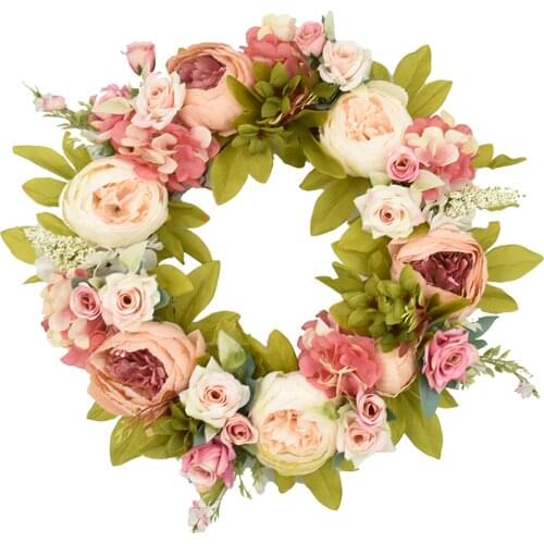 Summer Artificial Floral Wreaths Hanging Flower Farmhouse Accs Wall Decor