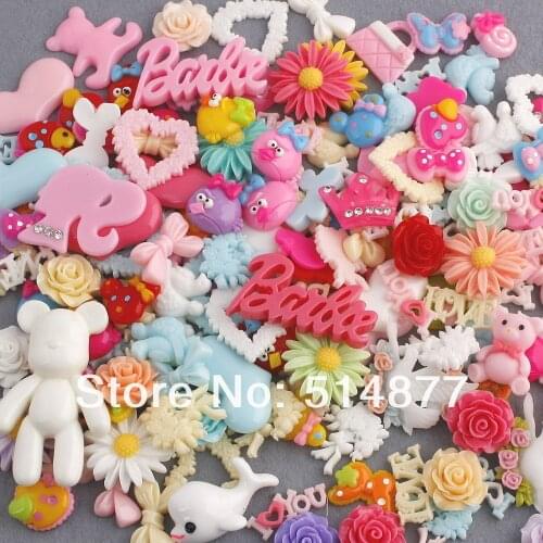 Lot 60pc Mix Assort Resin Flat Back Scrapbook Buttons Craft for DIY Craft