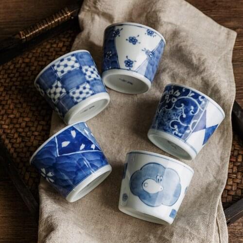 Ceramic Small Water Cup, Japanese Style Underglaze Tea Cup, Pig Mouth Cup Ceramic Bowls Handmade Kung Fu Tea Set
