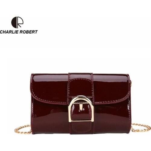 Fashion Casual Solid Patent Leather Women Lady Shoulder Bags Red & Black 2019 New Spring Style Bolso Femenino Crossbody Bags