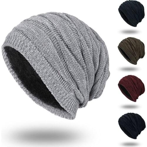 Mens Hat Winter Warm Women Men Hat Slouch Baggy Hat Solid Beanie Ski Knitted Thick Cap Beanie Hot Sales Fashion Bucket Hat