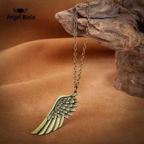 Men Choker Necklaces Vintage Gothic Feather Angel Wing Viking Pendants Necklace Silver color Tone Kettingen Kolye Jewelry