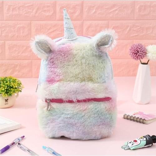 2020 3D Cartoon Unicorn Backpacks Soft Plush Women Bags Fashion Girls School Bags for Student Teenager Kids Female Backpacks