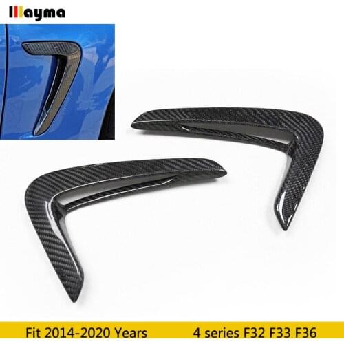 For BMW F32 F33 F36 4 Series 2014 - 2020 Real Carbon Fiber Fender Trim Side Body Intake Grille Dry carbon Fender Air Vent Cover