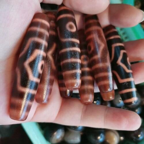 Real natural agate Rare red caramel color old Tibet dzi high oil slurried weathered dzi agate beads three-eye new