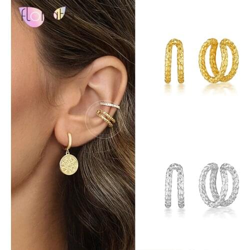 925 Sterling Silver Ear Cuff For Women 1 Pair Charming Clip On Earrings Gold Silver earcuff Without Piercing Earrings Jewelry