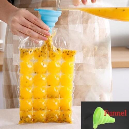 50Pcs/lot Disposable Ice-making Bags With Funnel Self-sealing Ice Cube Tray Mold Home Kitchen Gadgets Summer DIY Bar Tool