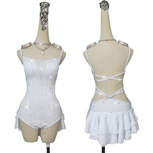 New Latin Dance Dresses For Women Milk Silk Lace Sexy Salsa Fringe Skirt Backless Evening Dress Ballroom Competition Clothes