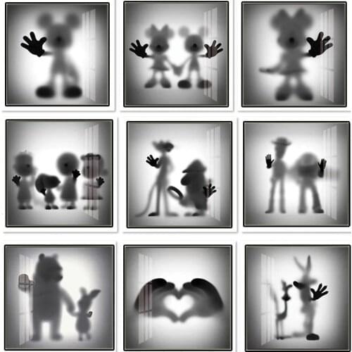 Catoon The Disappearing Mickey Poster Disney Black and White Minnie Canvas Paintings Wall Art Prints Picture for Kids Home Decor