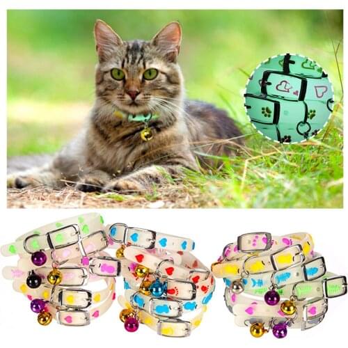 Adjustable Pet Glowing Collar with Bell Buckle Neck Strap Puppy Luminous Collar Cute Dog Cat Collar Glow At Night Pet Supplies