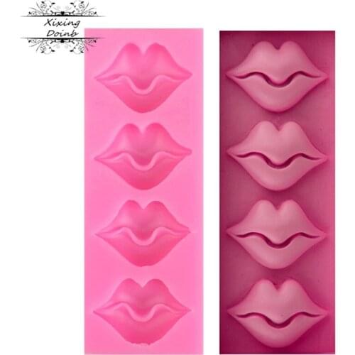 DIY lip shape silica gel mold soft candy cake decoration tool chocolate gum mold technology kitchen tool