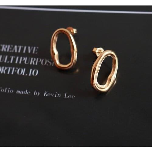 Simple Oval irregular Stud Earring Woman 18 K Gold Plated 316 L Stainless Steel Earring Titanium Steel Jewelry Hypoallergenic