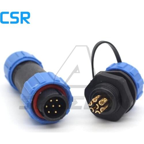 SP13 waterproof 2/3/4/5/6/7/9pin plug(male)and 9 pin socket(female), LED power cable outdoor panel mount connector IP68