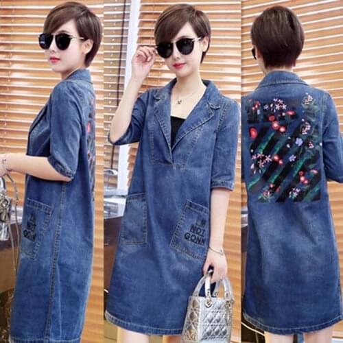 2020 Fashion Vintage Plus Size M-5XL Summer Denim Dress Women Casual Short Sleeve Jeans Dresses Femme Mini Vestidos z673