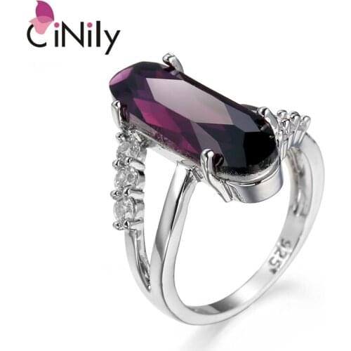 CiNily Created Purple Green Cubic Zirconia Silver Plated Wholesale for Women Jewelry Birthday Gift Ring Size 6-9 NJ11157-58