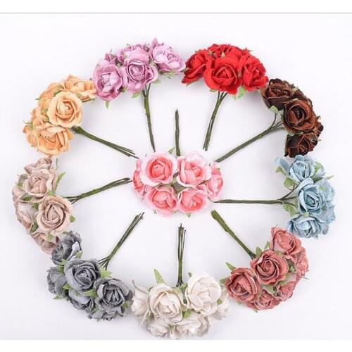 2PCS artificial flower 10cm silk rose flower head wedding Christmas home decoration DIY wreath scrapbook gift box craft