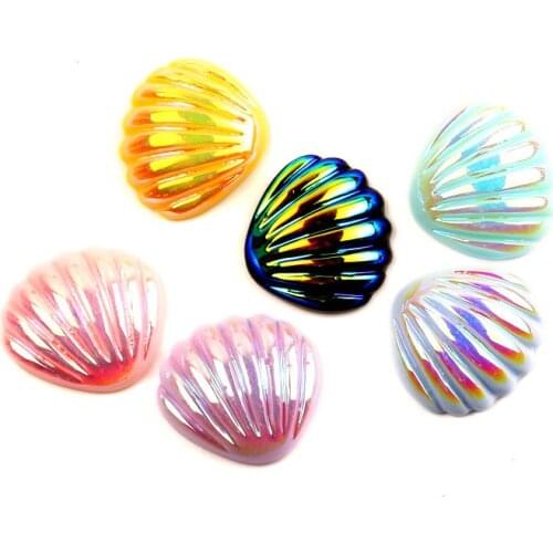 20Pcs Mixed Resin Bling Scallop Decoration Crafts Flatback Cabochon Kawaii DIY Embellishments For Scrapbooking Accessories