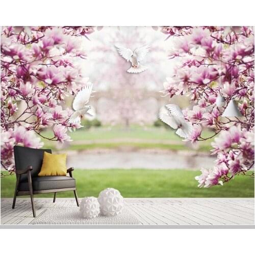 Papel de parede flower magnolia pigeon 3d wallpaper living room sofa TV wall bedroom wall papers home decor restaurant mural