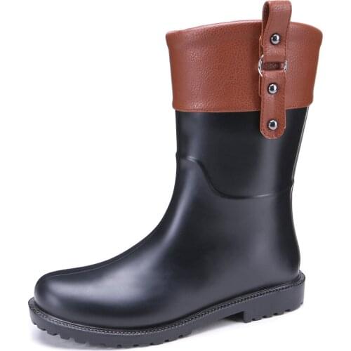 47-658TONGPU Womens Soft Waterproof Half Rain Boots