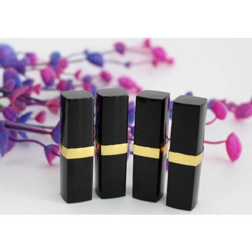 50pcs Black 9.1mm lipstick tube high quality DIY beeswax lip balm tube golden colour lipstick gloss tube with golden ring