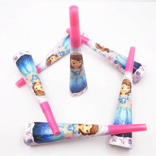 6p/set Cartoon sofia princess party Supplies Noise Maker Baby Shower Favor Horn Birthday Party Decoration Blowout Whistles Favor